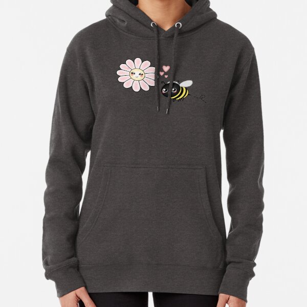 Kawaii Bumble Bee & Kawaii Daisy | Pink Blossom Flower Pullover Hoodie
