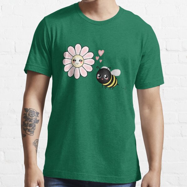 Kawaii Bumble Bee & Kawaii Daisy | Pink Blossom Flower Essential T-Shirt