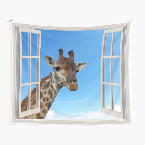 GIRAFFE in WINDOW Tapestry