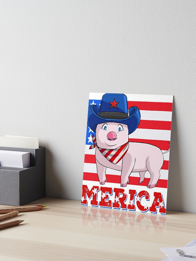 Cowboy Pig Memorial Day America USA Art Board Print for Sale by