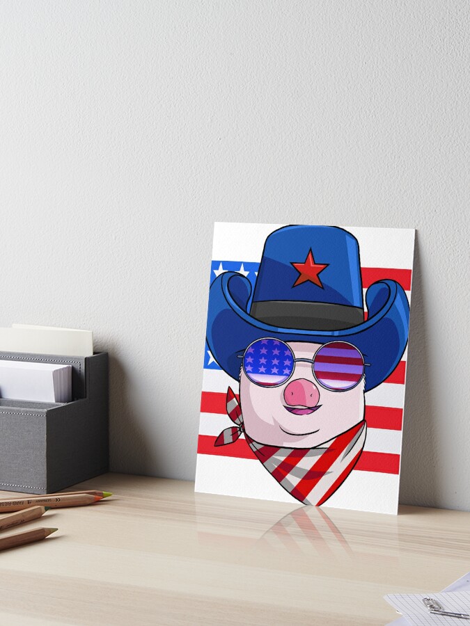 Cowboy Pig Memorial Day America USA Art Board Print for Sale by