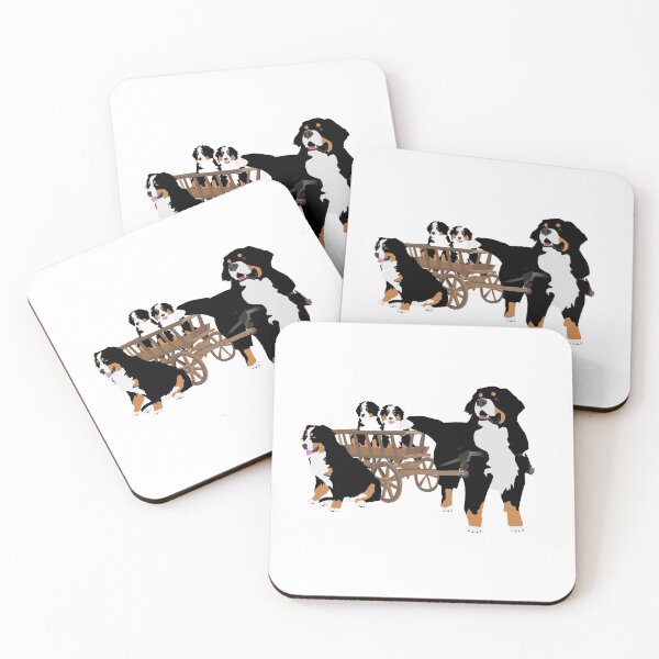 Item preview, Bernese Mountain Dog Family with Wooden Wagon designed and sold by NorseTech.