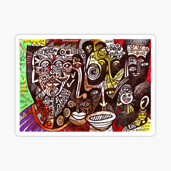 abstract dark faces shouting (amnesia) Sticker