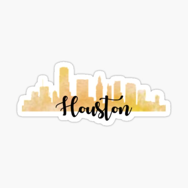 Houston Texas Skyline American Flag' Sticker