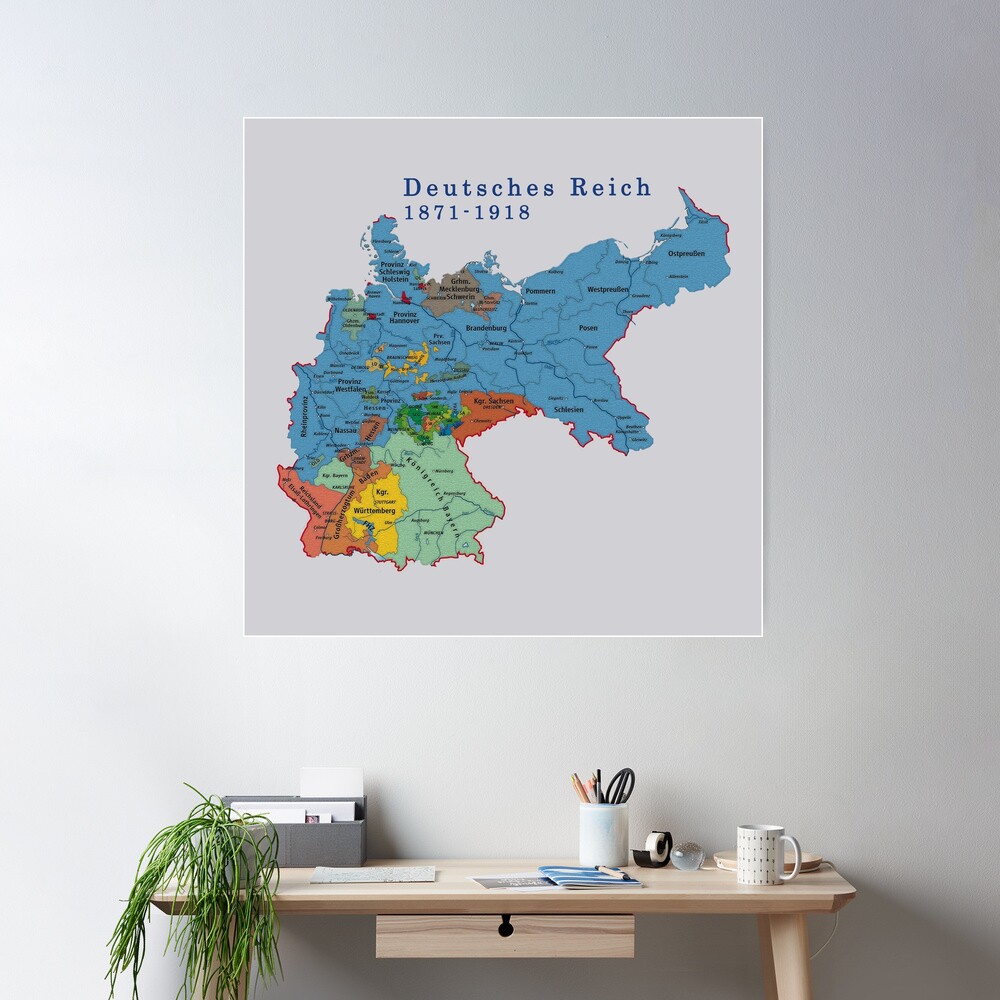Germany...Deutsches Reich 1871 Map Poster