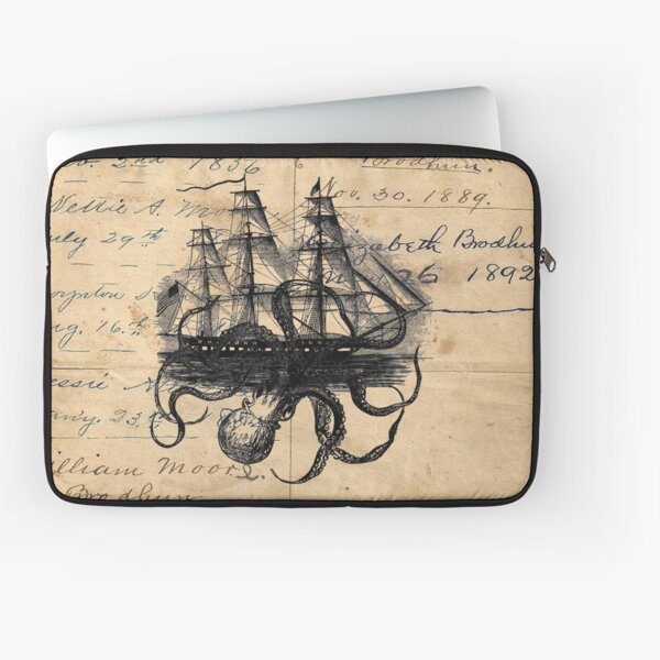 Kraken Attacking Ship on Ledger Design KAS947 Laptop Sleeve
