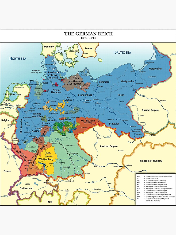 Pegatina «Deutsches Reich 1871 Mapa de Alemania» de edsimoneit