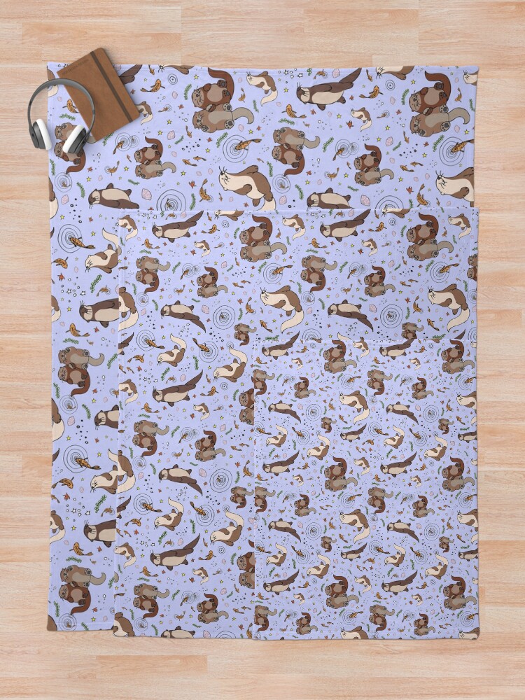 Alternate view of Otters in Purple Throw Blanket