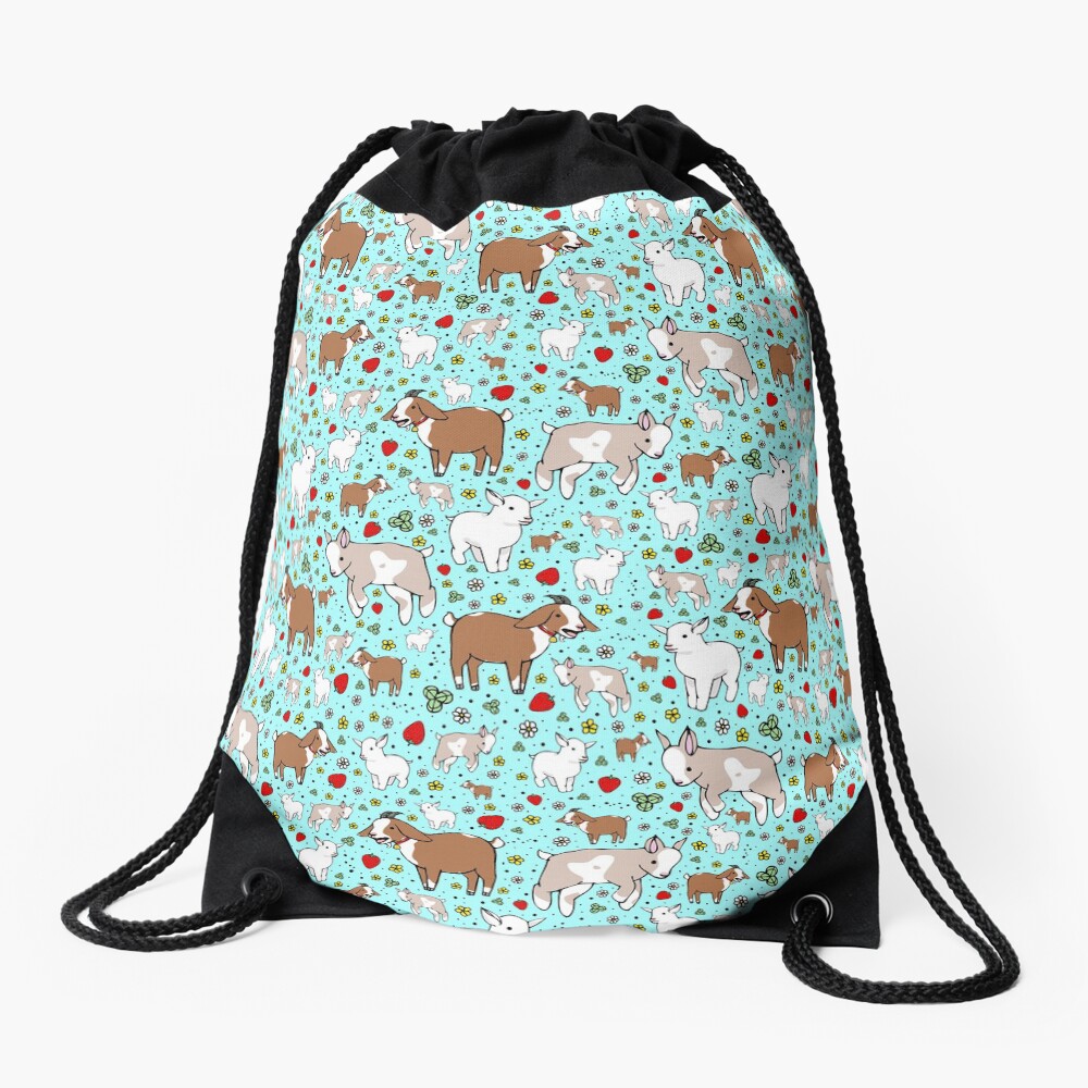 Goats in Blue Drawstring Bag