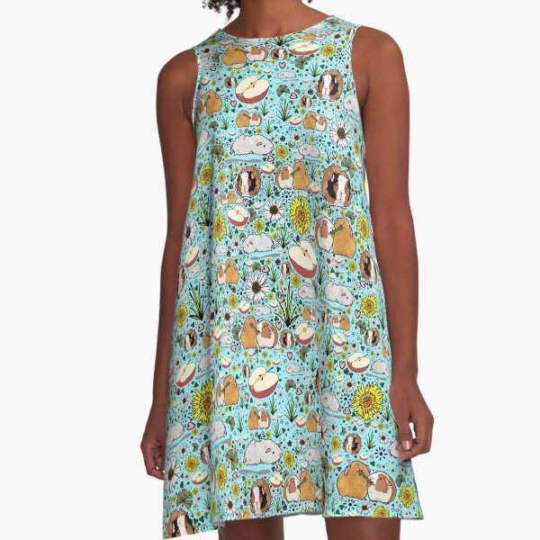 Guinea Pigs in Blue A-Line Dress