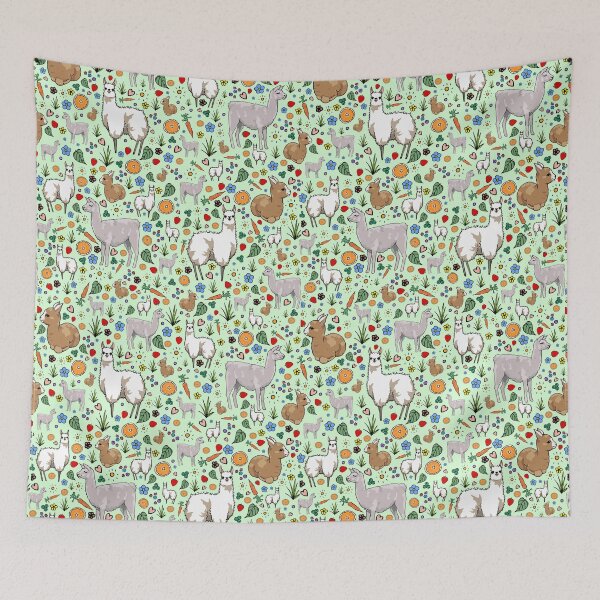 Item preview, Llamas in Green designed and sold by Nemki.