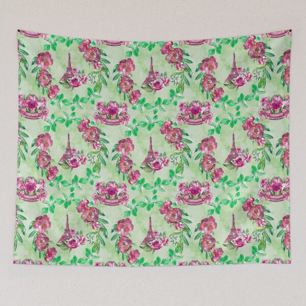 Item preview, paris, flowers, roses, romantic, pastel, girly, green designed and sold by ArtInPi.