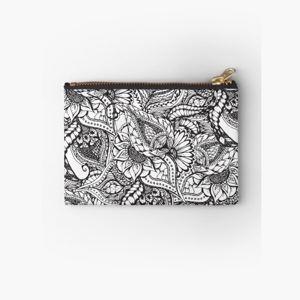 Item preview, Modern black and white hand drawn floral pattern designed and sold by GirlyTrend.