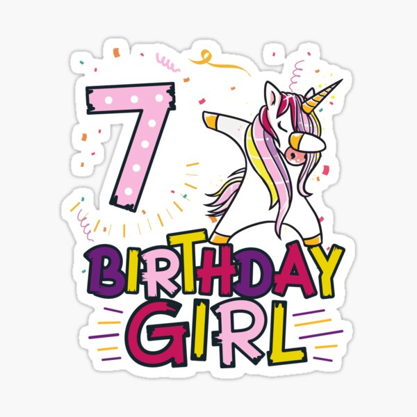 Funny Birthday Gift 7 year old Girl Dabbing Unicorn graphic Greeting Card  for Sale by Pummli