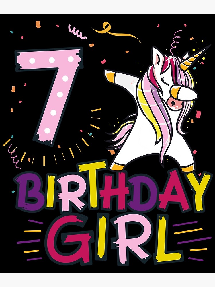 Funny Birthday Gift 7 year old Girl Dabbing Unicorn graphic Greeting Card  for Sale by Pummli