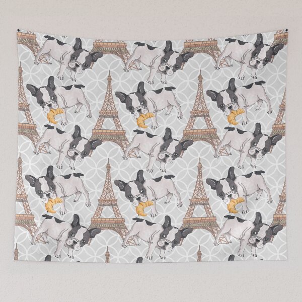 Item preview, EIFFEL TOWER PARIS FRANCE CROISSANT & DOG PATTERN designed and sold by ReignGFX.