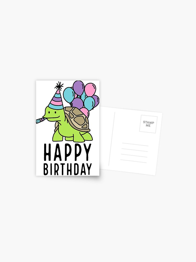 Carte Postale Joyeux Anniversaire Tortue Par Tristahx Redbubble