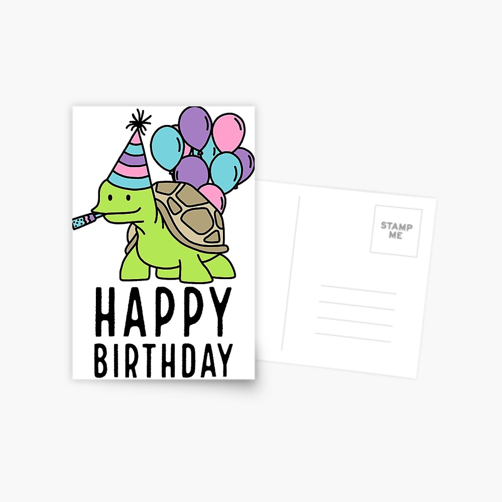 Carte De Vœux Joyeux Anniversaire Tortue Par Tristahx Redbubble