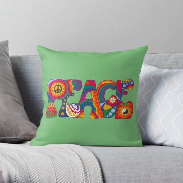 Psychedelic Peace Throw Pillow