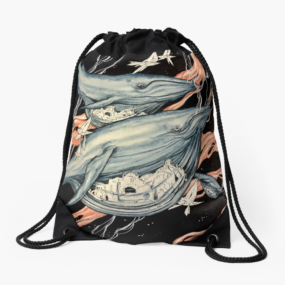 space whales Drawstring Bag