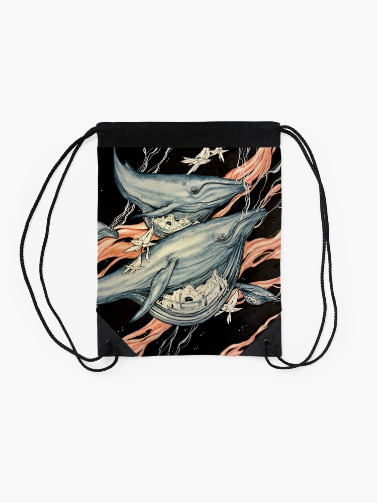 Alternate view of space whales Drawstring Bag