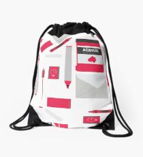 Red Art Supply Print Drawstring Bag
