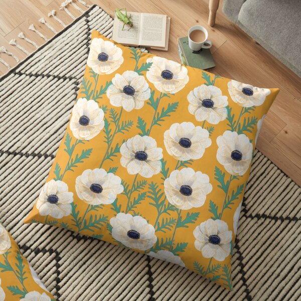 Anemones on mango Floor Pillow