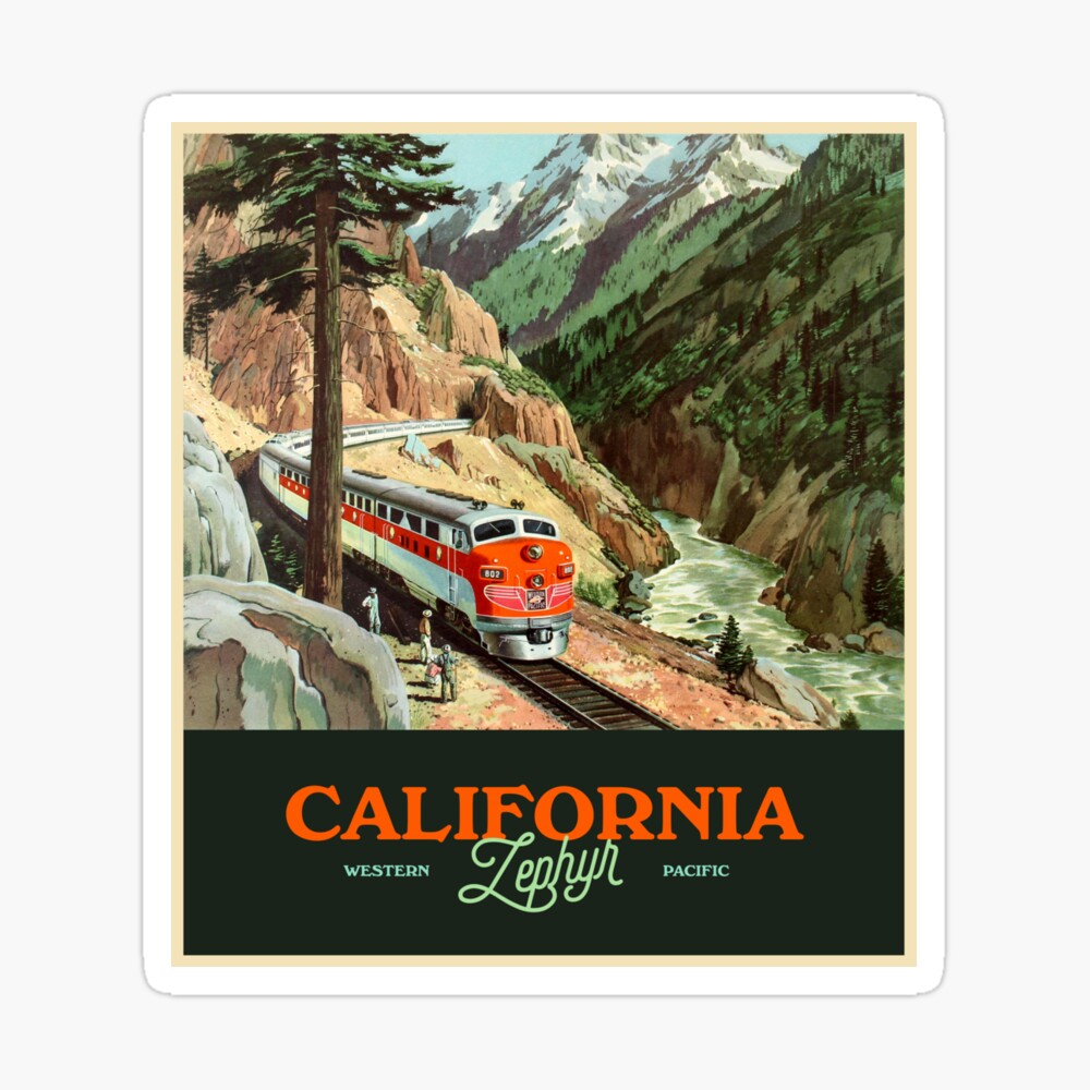California Zephyr Western Pacific 24"x36" Vintage Travel Poster on Canvas 