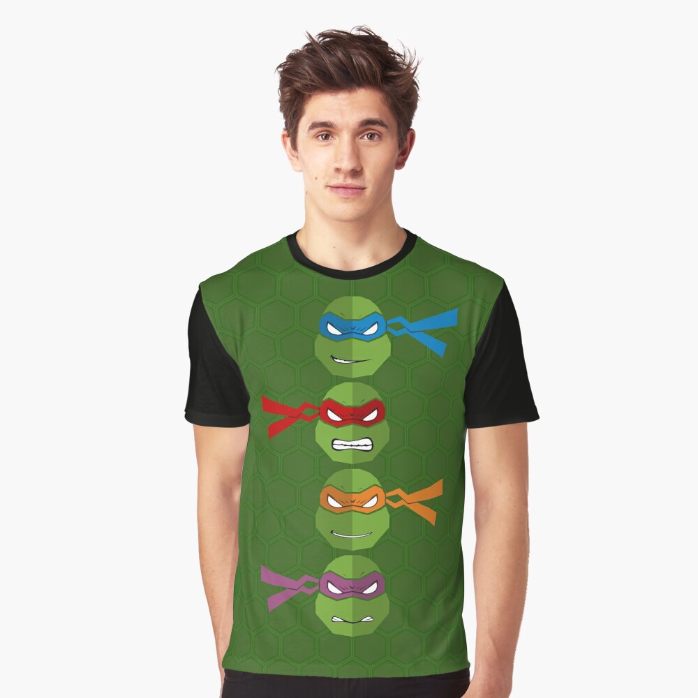 Teenage Mutant Ninja Turtles Mens TMNT Chibi Graphic Black Shirt