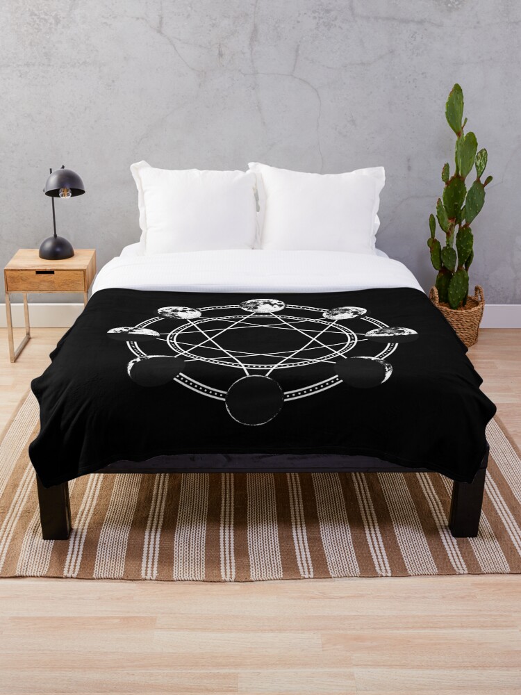 Moon Phases Throw Blanket By Ravenwake Redbubble