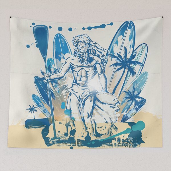 Item preview, neptune surfer on surfboard  designed and sold by Doomko.