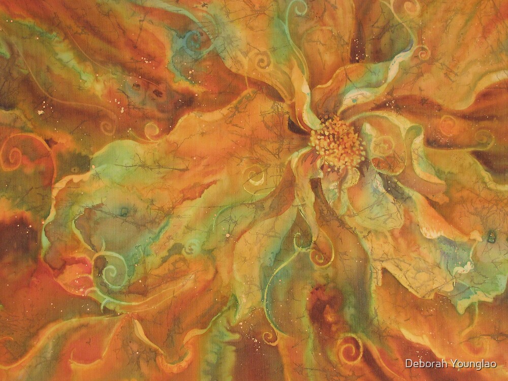 ""Flower Wild" Abstract Floral Silk Painting" by Deborah Younglao
