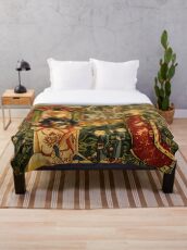 Two Riddles of the Queen of Sheba, Medieval Tapestry Throw Blanket