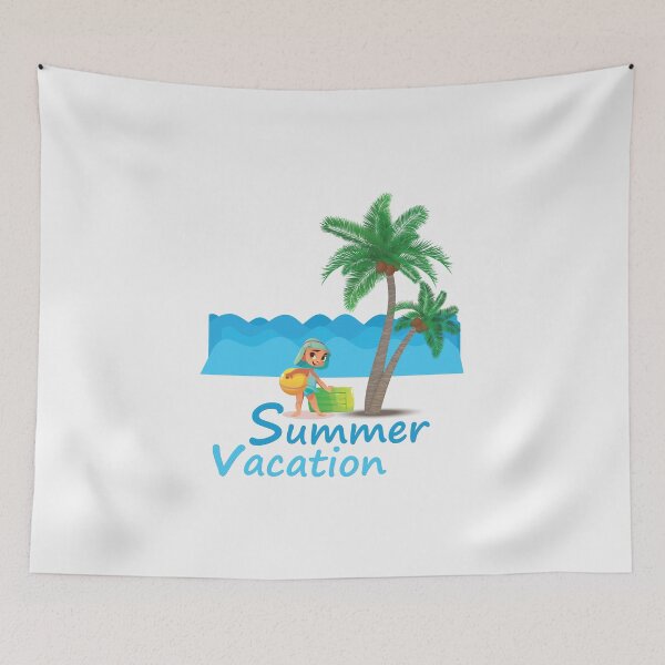 Item preview, Summer Vacation! Summer vacation on the beach with waves, palm trees and sunglasses designed and sold by Peter Azeez.