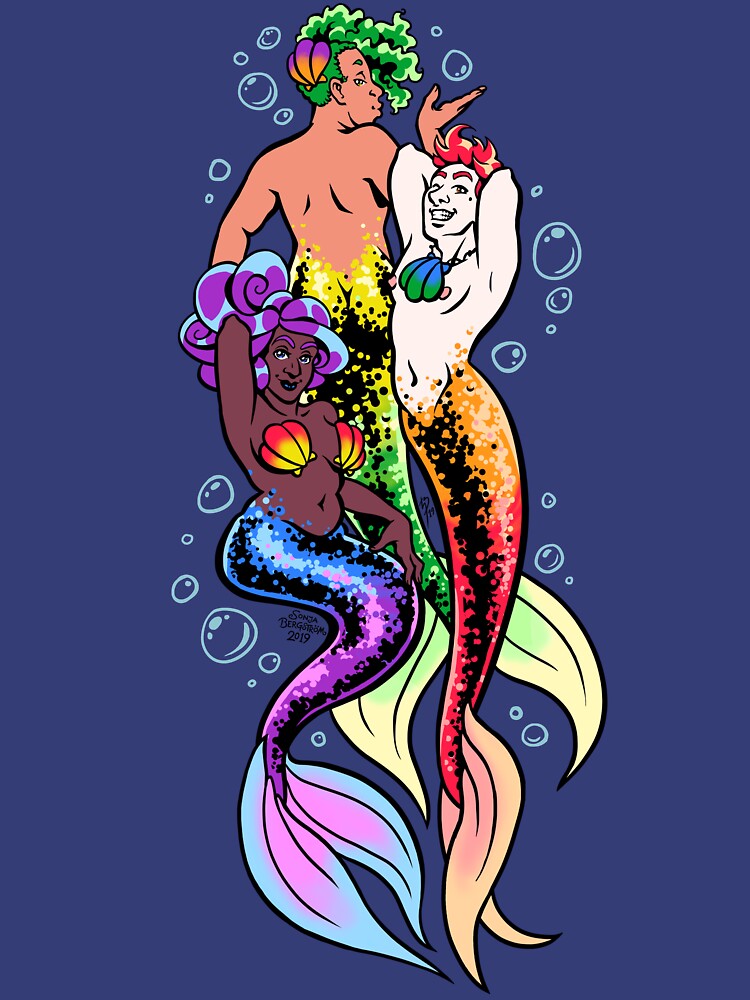 Pride Merfolk Trio (Rainbow) by SonjaArts