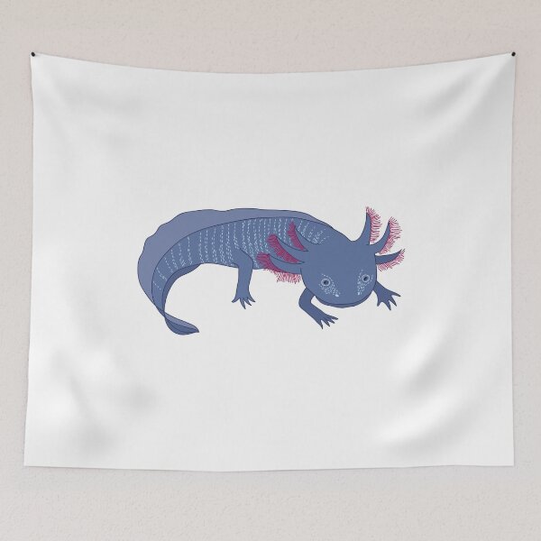 Item preview, Mexican axolotl or walking fish in blue. designed and sold by Bokasana.