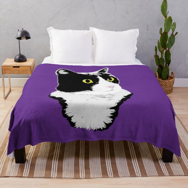 Regal Tuxedo Kitty Throw Blanket