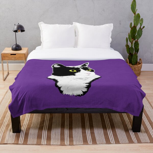 Regal Tuxedo Kitty Throw Blanket