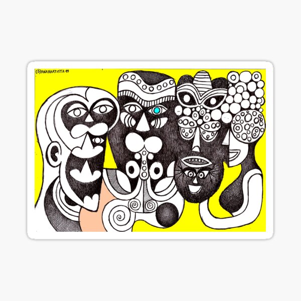Bakongo Ritual Masks (african tribal art) Sticker
