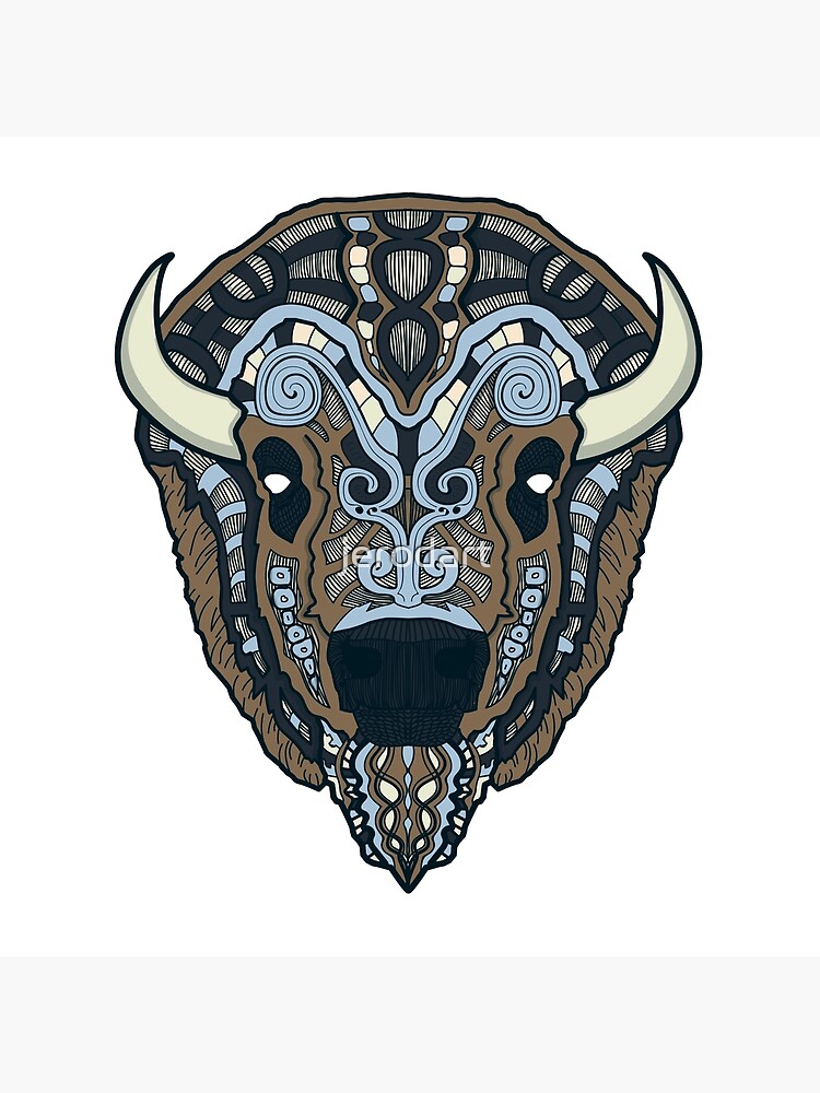 Thumbnail 3 of 3, Throw Pillow, Norse Bison Color designed and sold by jerodart.