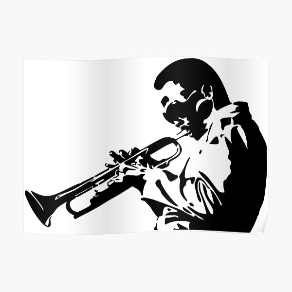 Miles Davis III Playing his Trumpet Artwork for Tshirts, Posters, Prints, Men, Women, Kids Poster