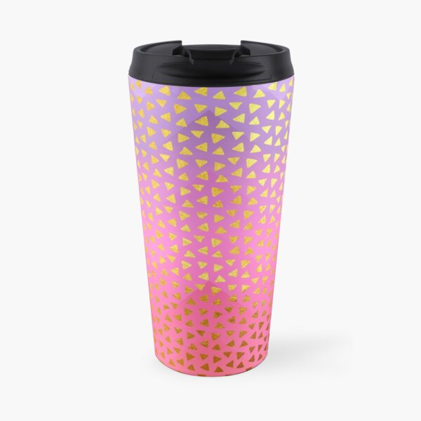Geometry, golden triangles over colourful chevron pattern Travel Mug