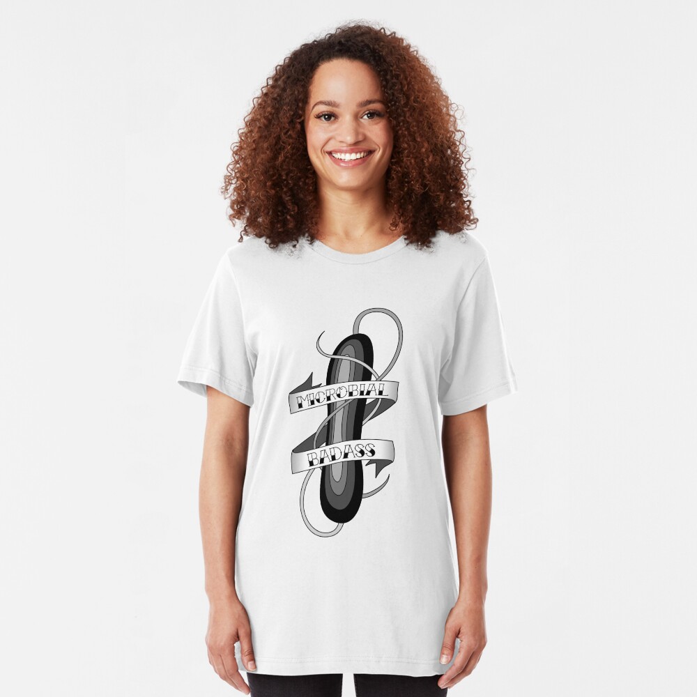Microbial Badass Tattoo - black and white Slim Fit T-Shirt