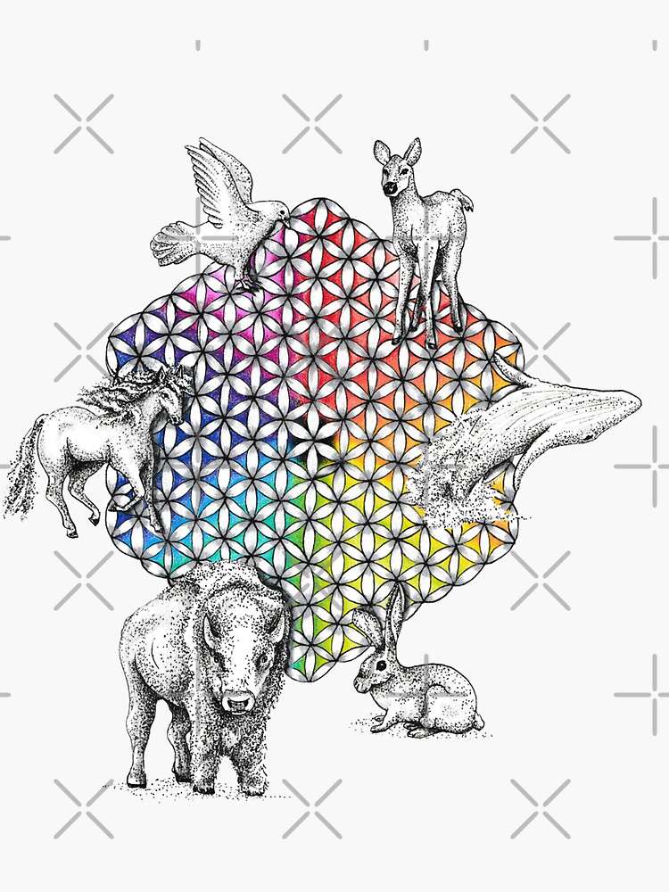 "Flower of Life Totem" Sticker by FreeSpiritMeg Redbubble