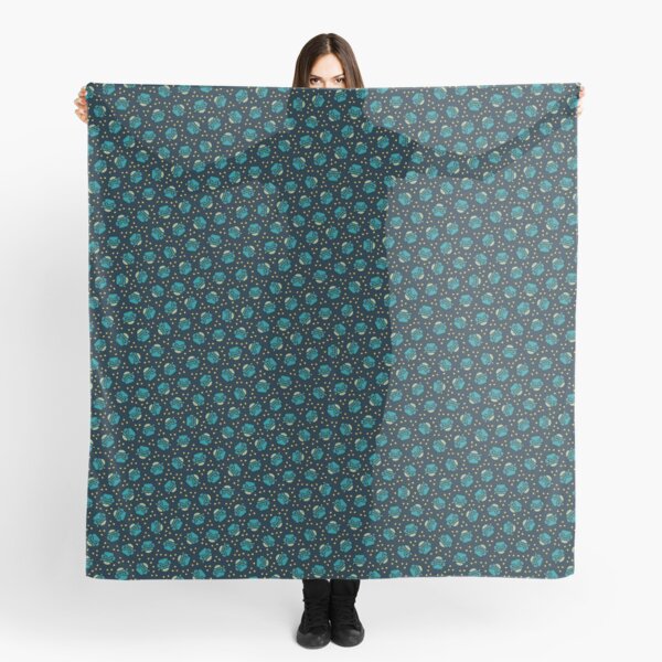 Vintage Viewfinder Toy Pattern in Turquoise and Dark Blue Scarf
