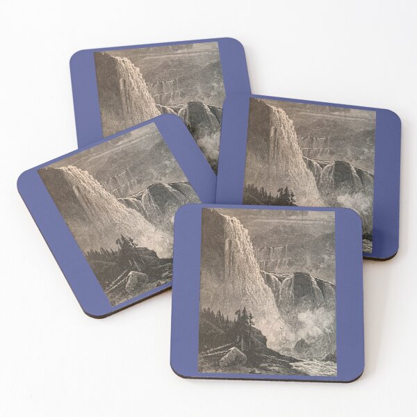Item preview, Skjeggedal, Norway waterfall illustration in black and white, 1800s, historical nature designed and sold by djrunnels.