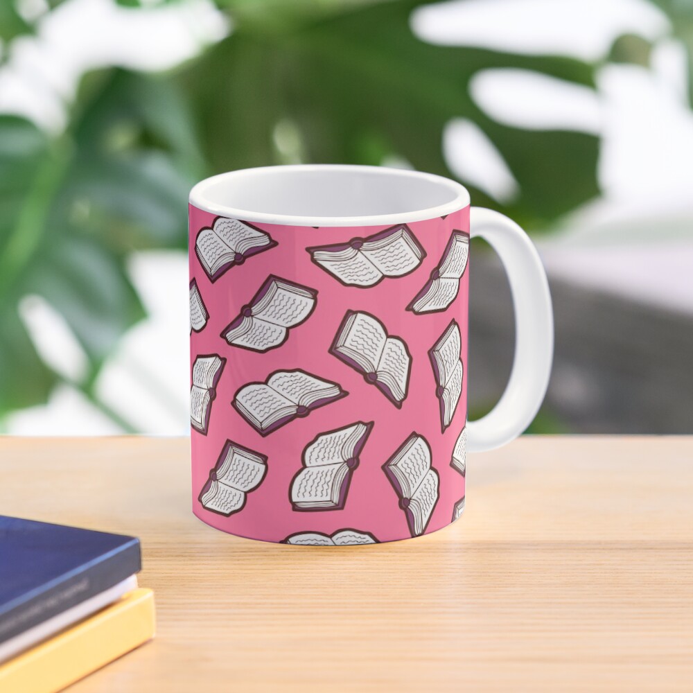 Bookish Reading Pattern in Pink Mug