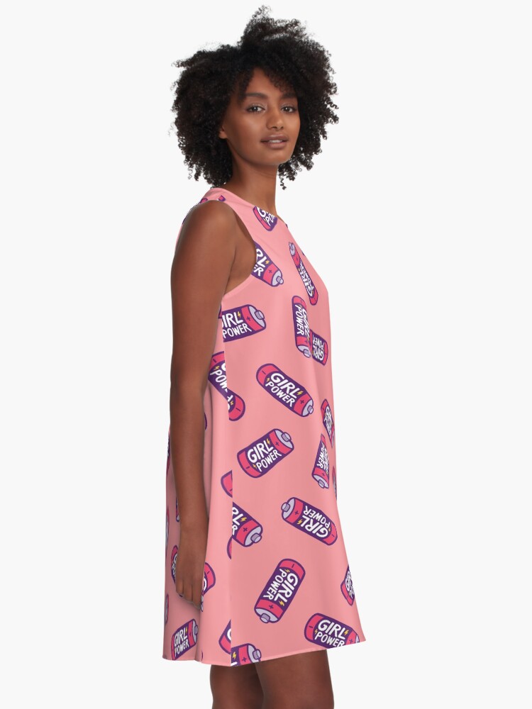 Alternate view of Girl Power Pattern in Pink A-Line Dress