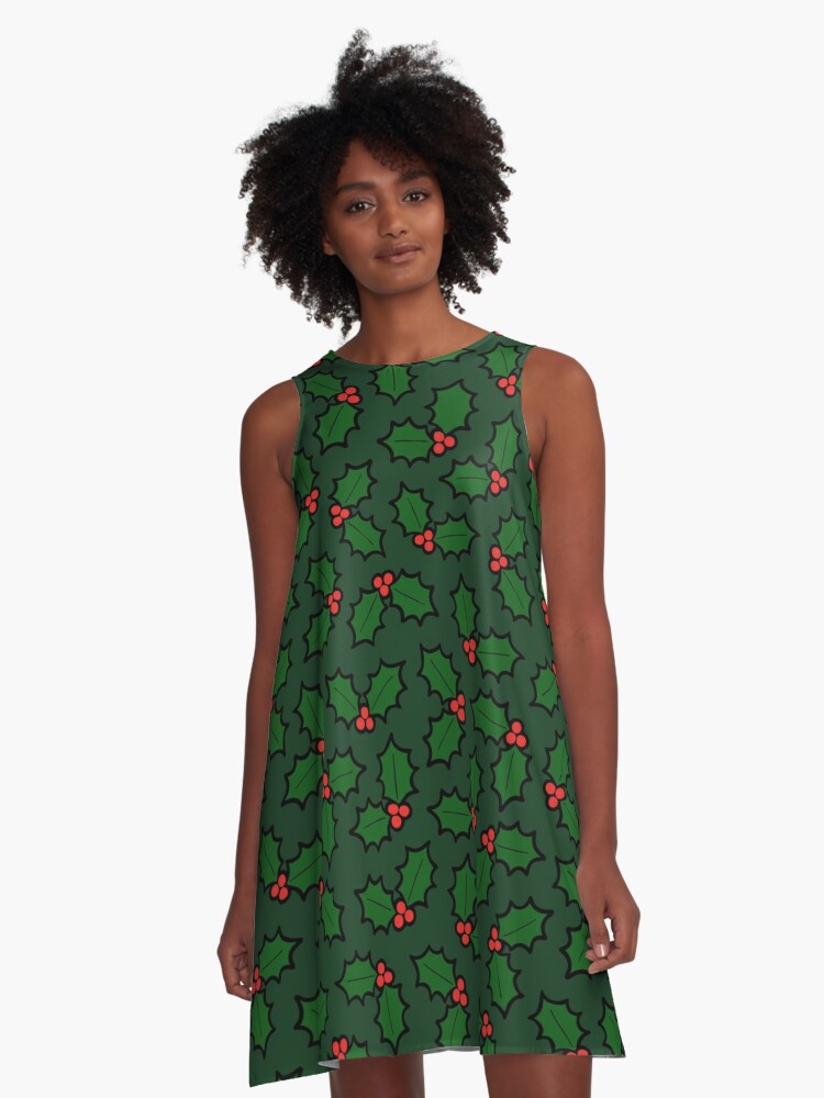 Dark green clearance a line dress