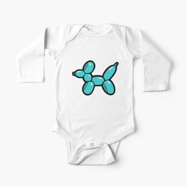 Balloon Animal Dogs Pattern in Coral Long Sleeve Baby One-Piece